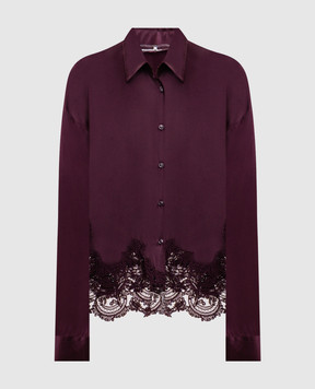 Ermanno Scervino Burgundy silk blouse with lace D492K396APNXE