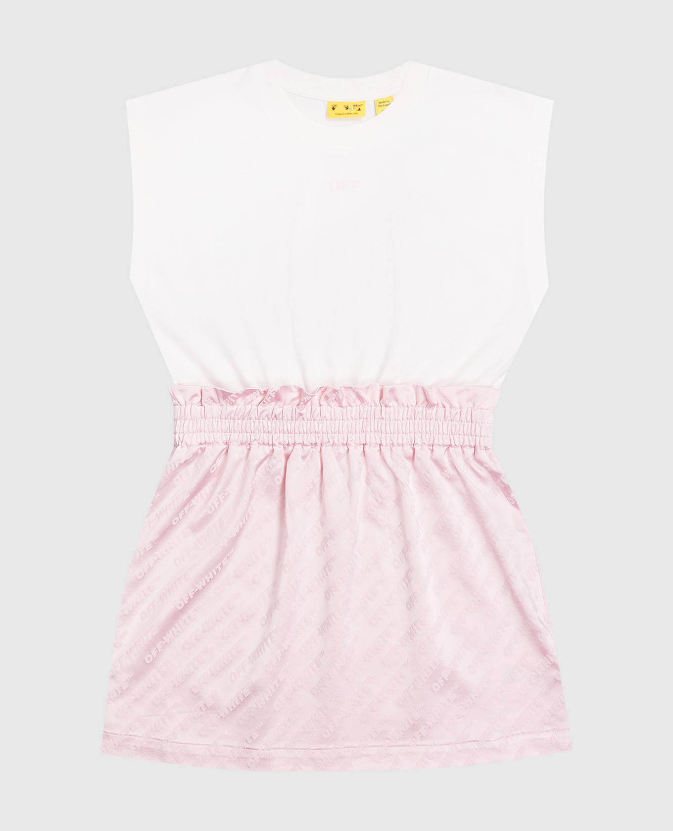 

Children's pink dress with logo pattern Off-White