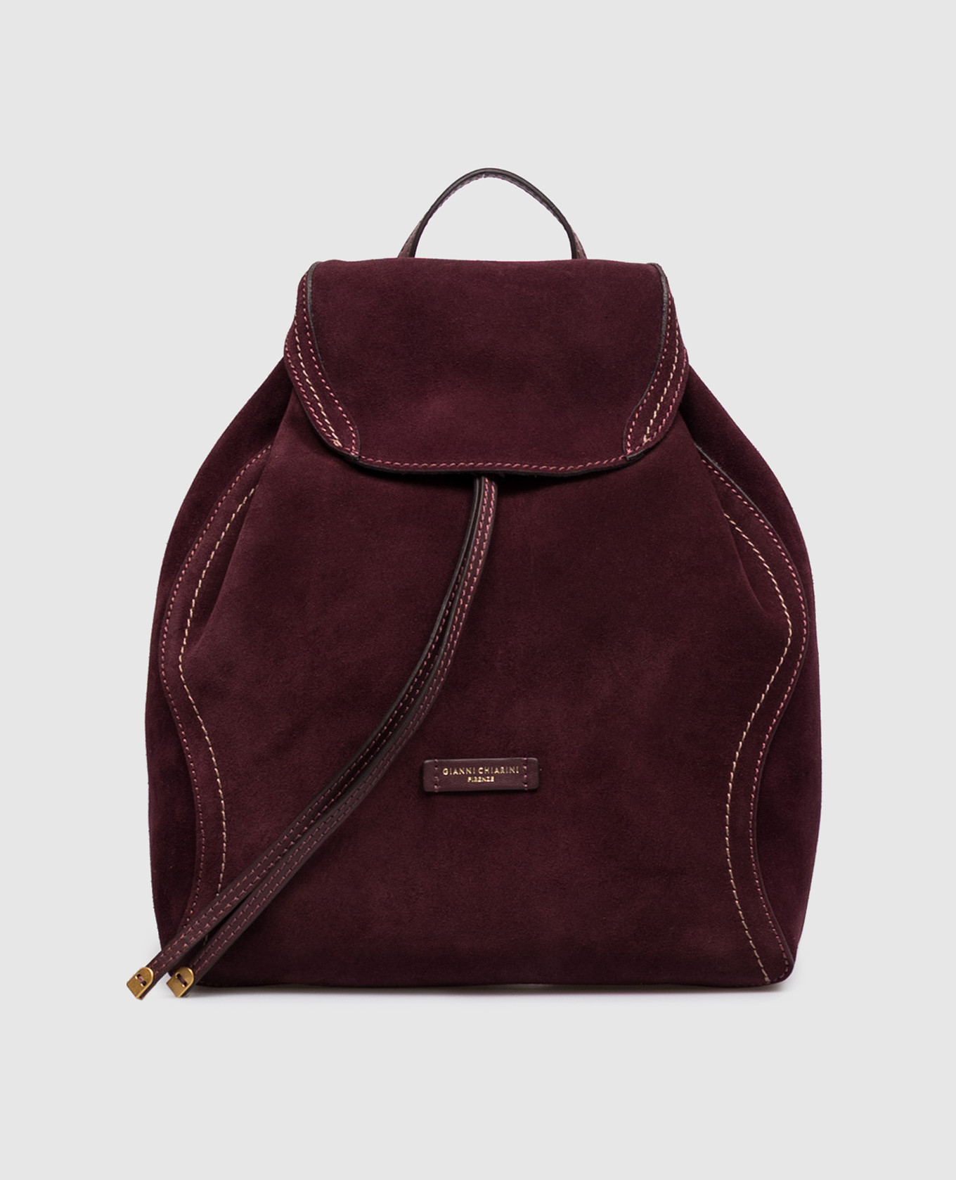 Violette burgundy suede backpack with logo patch