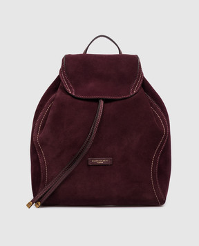 Gianni Chiarini Violette burgundy suede backpack with logo patch ZN12237CMPL