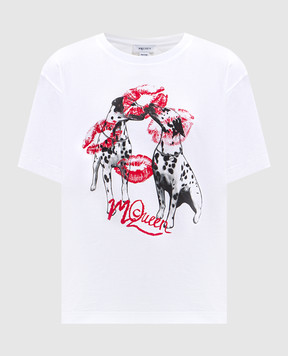 Alexander McQueen White T-shirt with logo print 858337QZAQO