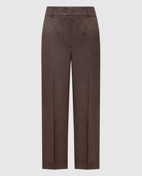 Peserico Brown linen trousers with lapels A04210D01926