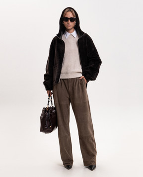 Simonetta Ravizza Zevi brown suede pants F06PS83S1