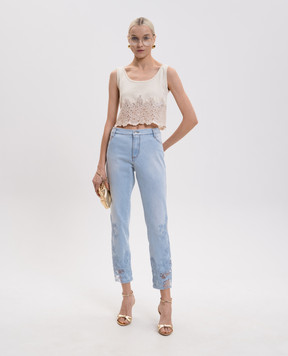 Ermanno Scervino Beige top with lace D482L303APXHC