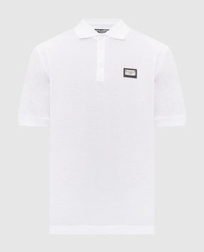 Dolce&Gabbana White polo with logo patch G8PL4TG7P1D