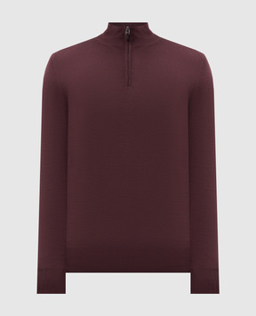 Canali Burgundy wool jumper with zipper MK01149C0015