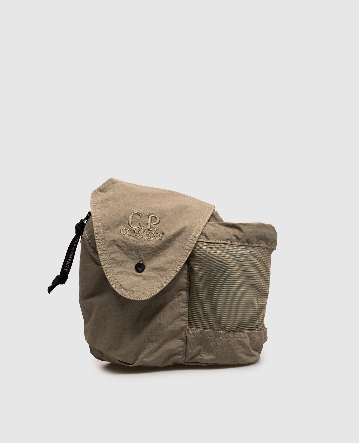 Khaki bag with logo embroidery