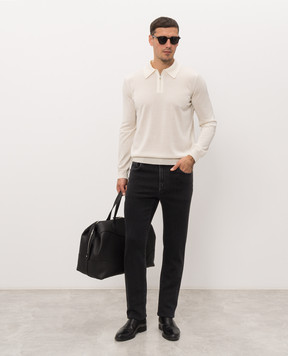 Castangia dal 1850 Black jeans with logo patch GDPCB124