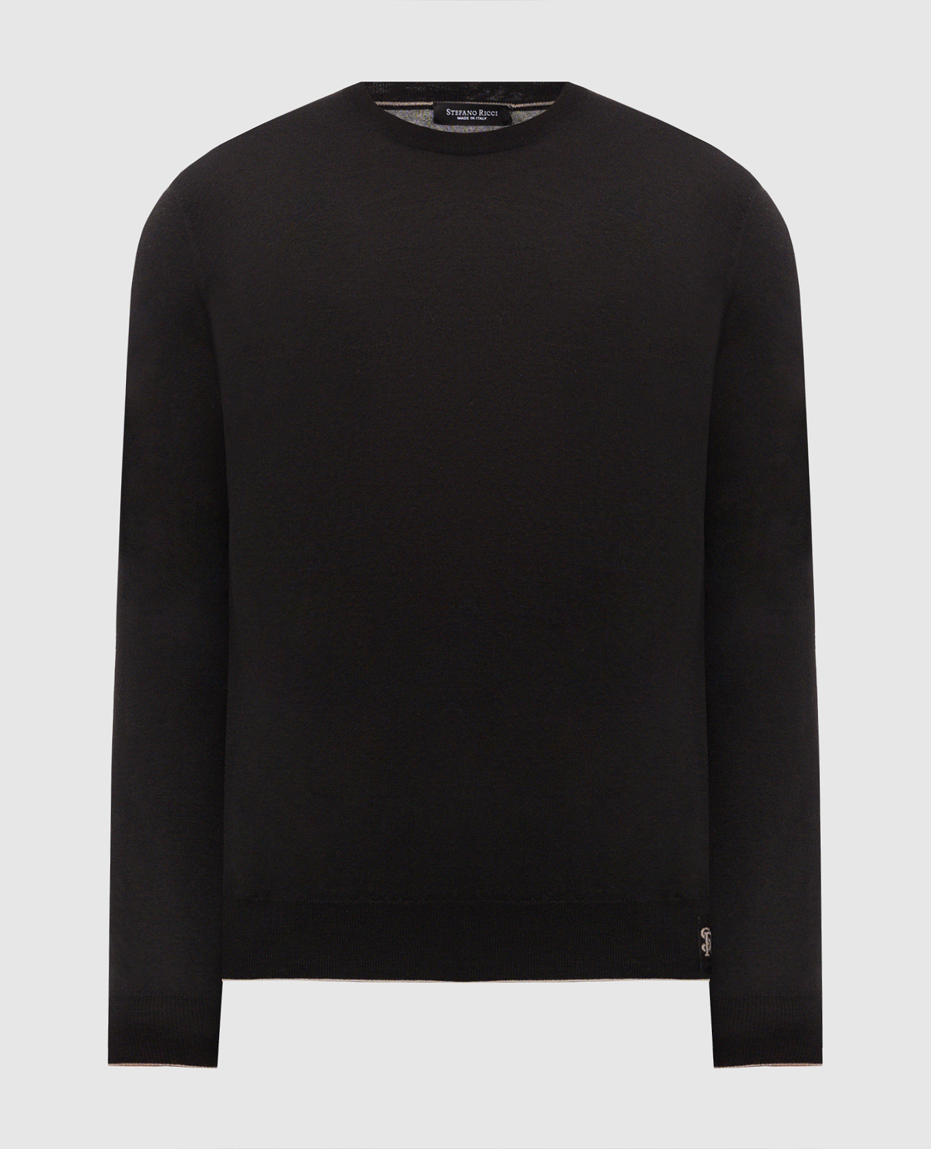 Black wool, silk and cashmere jumper