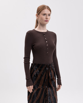 Simkhai Susanne brown ribbed silk and cashmere bodysuit 5268009K