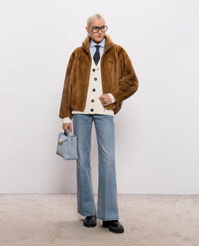 Rindi Brown mink fur coat with zipper 009VS026SELVAGGIATO