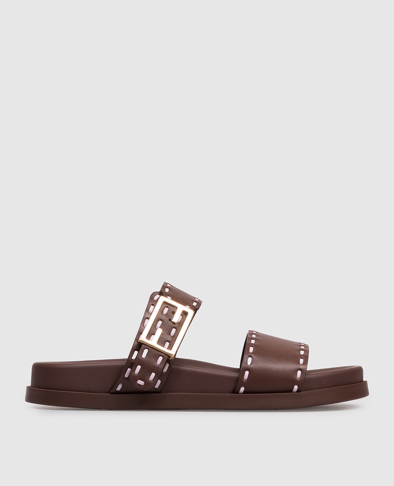 Brown leather flip-flops Feel