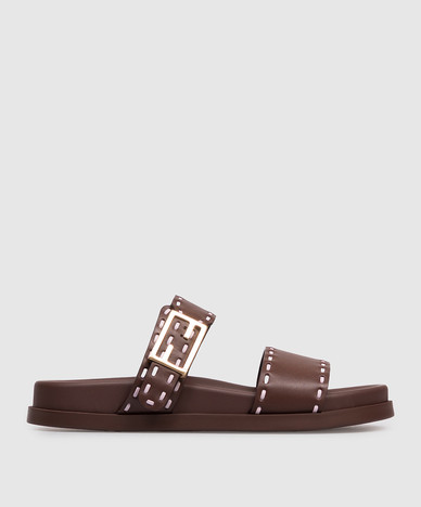 Brown leather flip-flops Feel