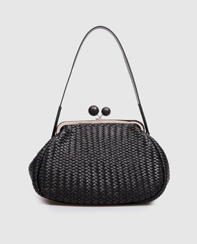 Max Mara Weekend Black leather woven bag AERE WKAERE