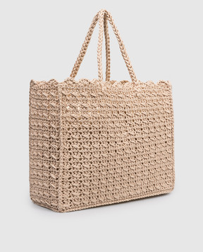 Twinset Beige woven bag with logo embroidery 261TB7510