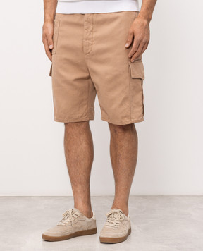 Brunello Cucinelli Brown linen cargo shorts MP44DU0075