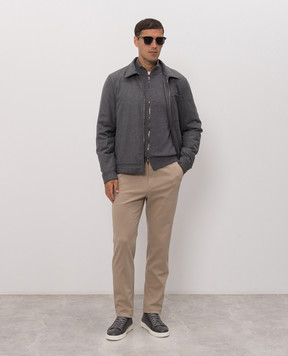 Peserico Gray wool and cashmere cardigan R59532F129V470