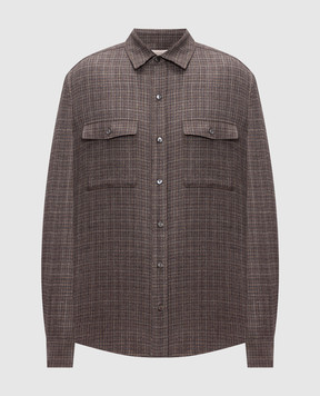 Agnona Brown checkered shirt TD10U5YQ1052