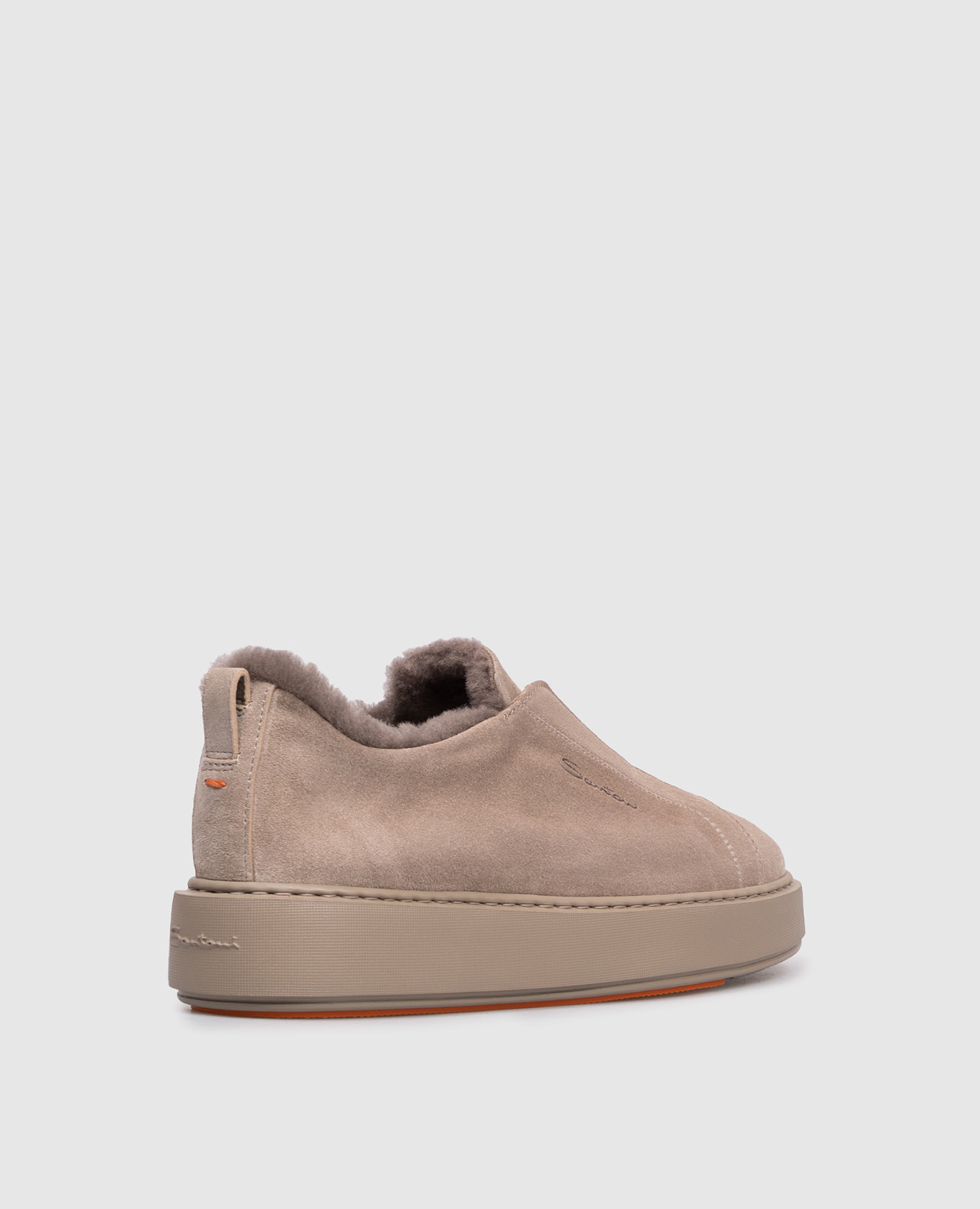 

Gray suede sneakers with fur Santoni, Grey