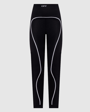 Off-White Black leggings with logo pattern 2FH00668B