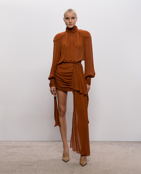 Rowen Rose Brown mini dress with train DRSRR479