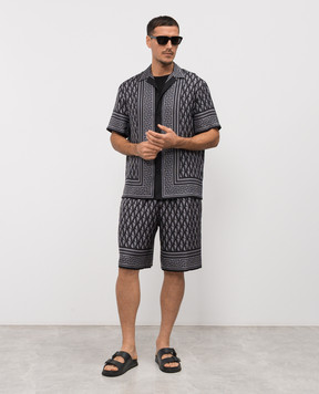 Versace Black silk shorts with V Greca print 10024761A16785