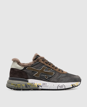 Premiata Mick grey fur-trimmed sneakers MICK8432M