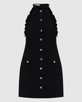 Alessandra Rich Black wool mini dress with ruffles FABX4119F2335