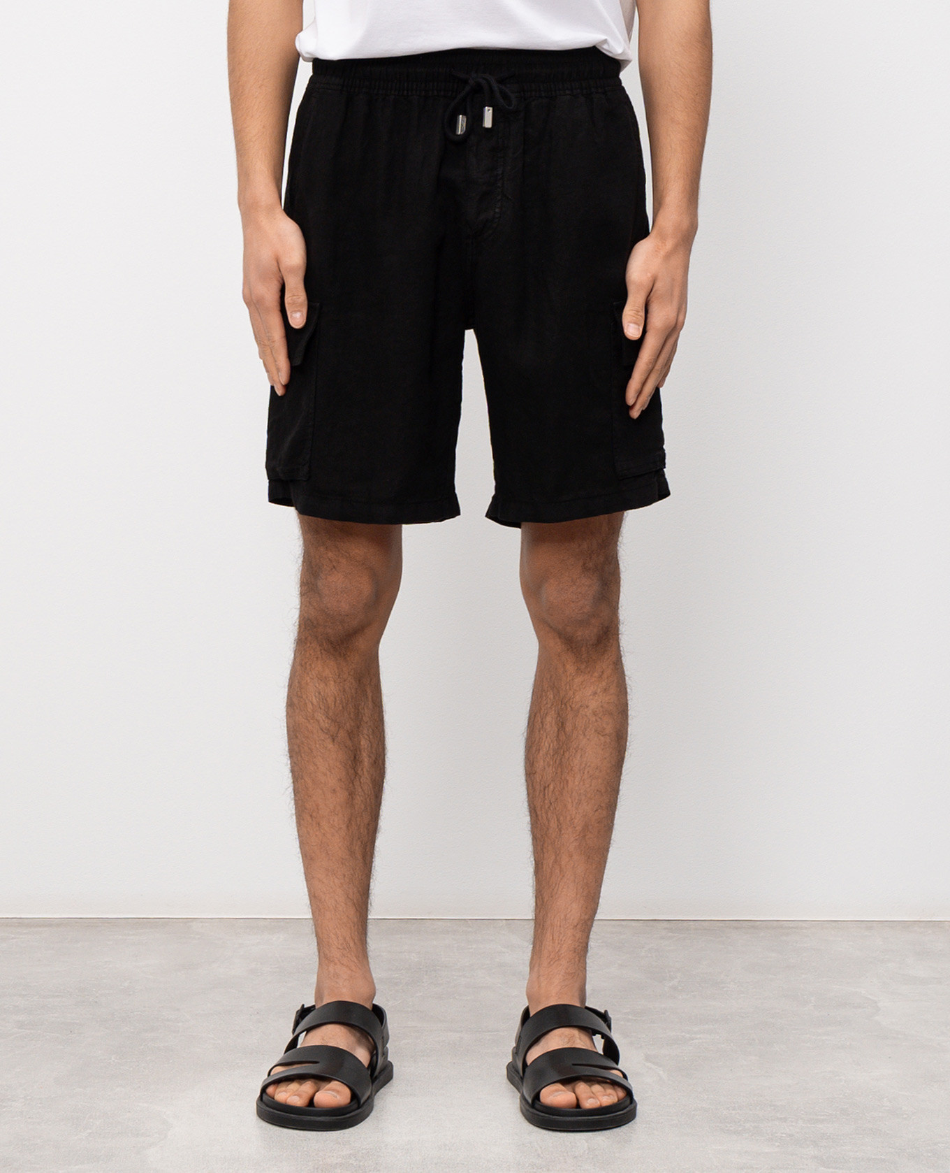 Black linen cargo shorts Vilebrequin 3