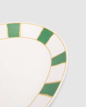 Geminiano Cozzi 1765 White oval porcelain plate Striche Verdi e Oro TTCFL20329036