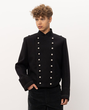 Ann Demeulemeester Noa Marsina black double-breasted cropped jacket B0014456FA797