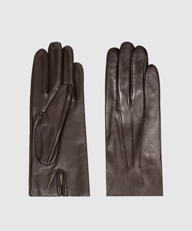 Brown leather gloves