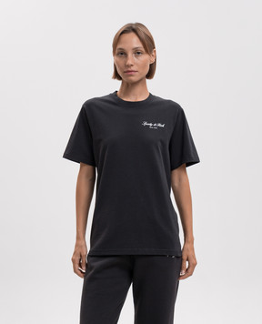 Sporty & Rich Black straight-cut T-shirt with NY logo print TO11971329BA02