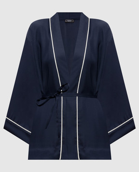 Peserico Blue wrap blouse with monil chain E06441A01940