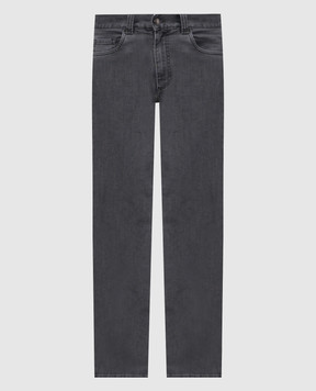 Canali Grey slim jeans with logo patch PD0001891719