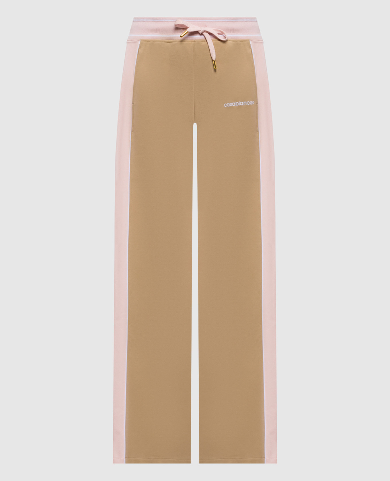Beige striped sweatpants
