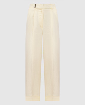 Peserico Yellow linen pants P04316V02606