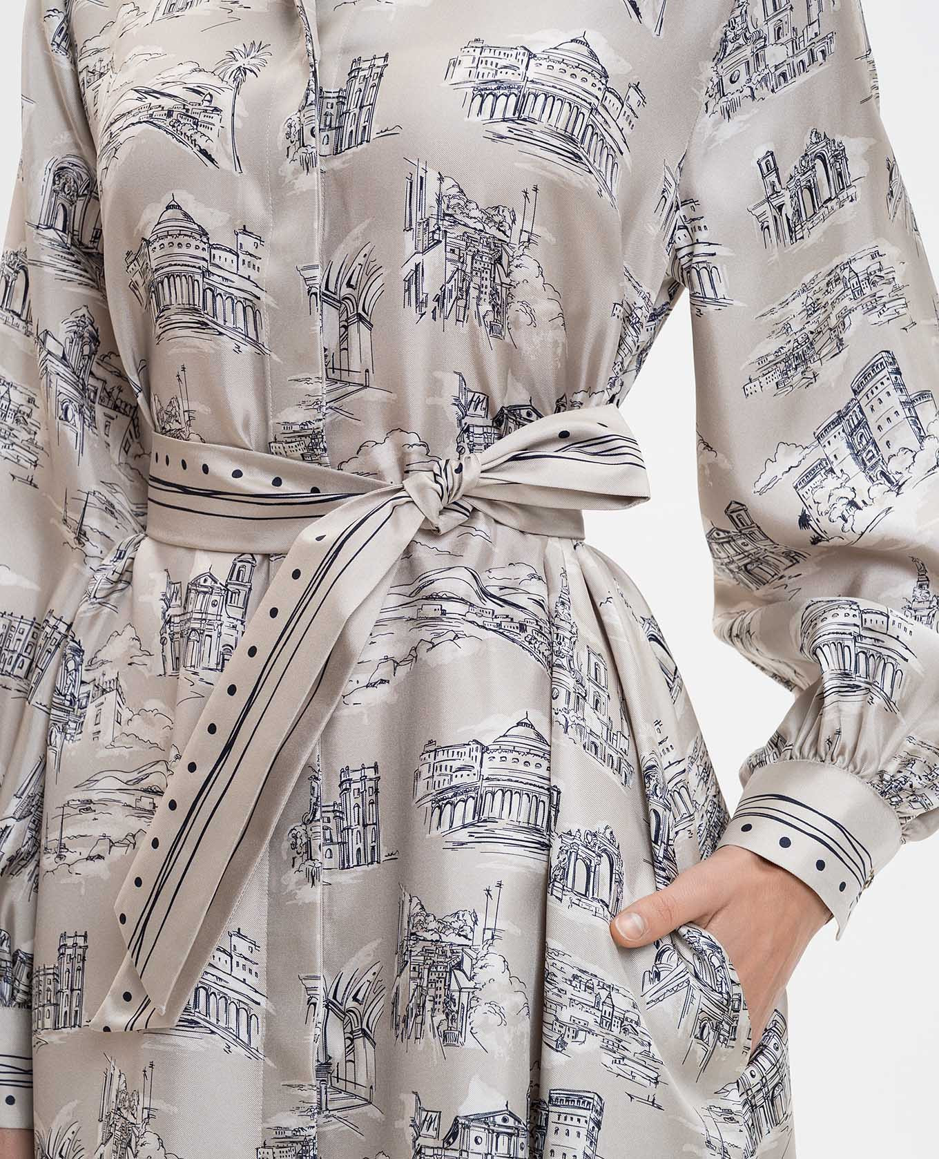 

MXMCARBONE beige silk shirt dress Max Mara