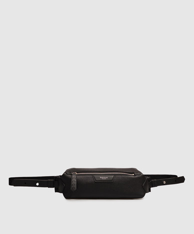 Schwarze Ledertasche mit Logoprint