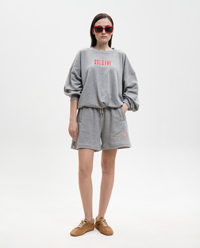 Solotre Grey melange sweatshirt with logo embroidery M1AB0151