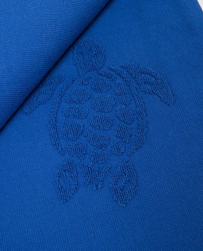 Vilebrequin Blue terry beach towel with fringe pattern STHU1201