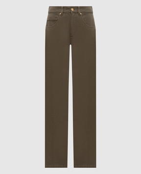 Brunello Cucinelli Khaki jeans with logo patch M0H81P5568
