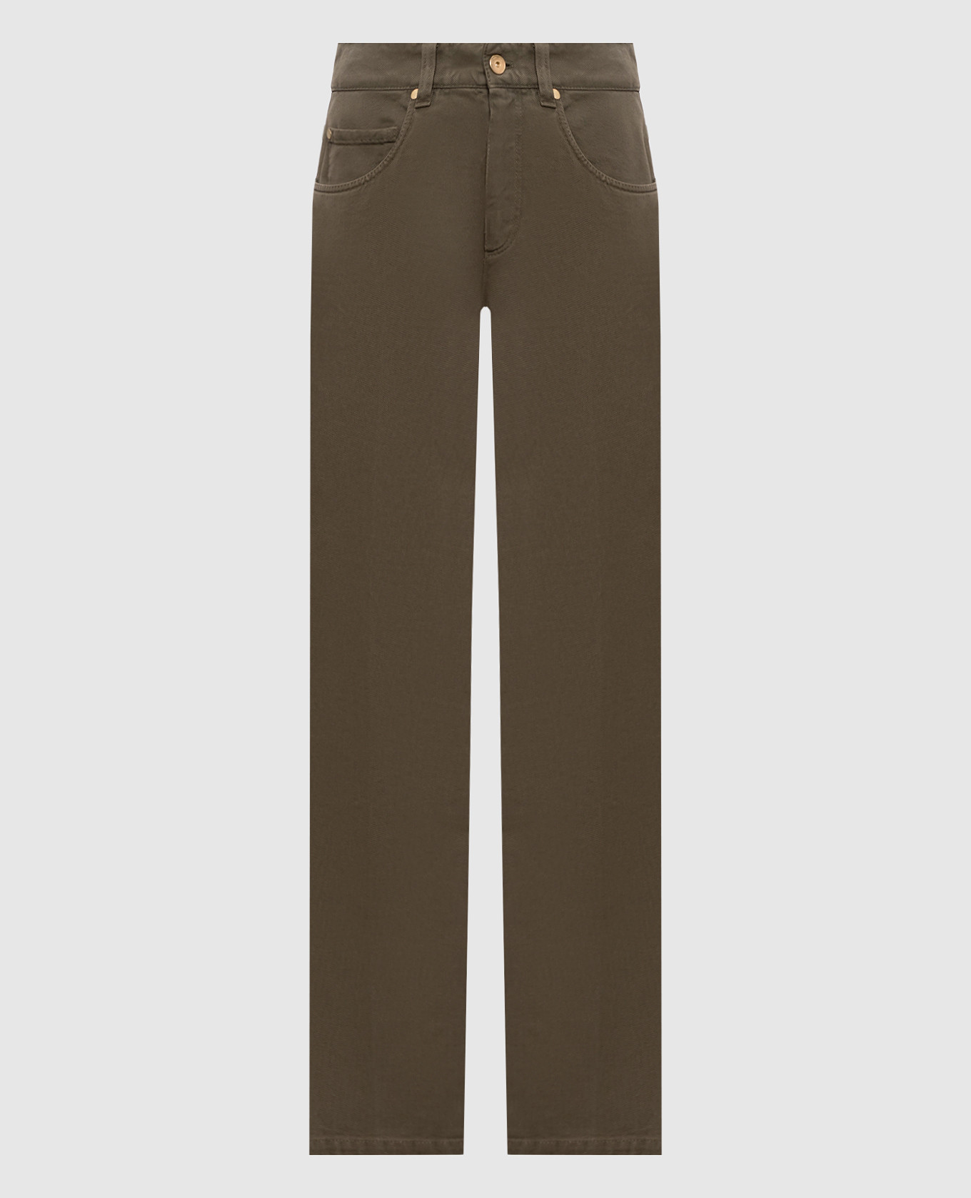 Khaki jeans with logo patch