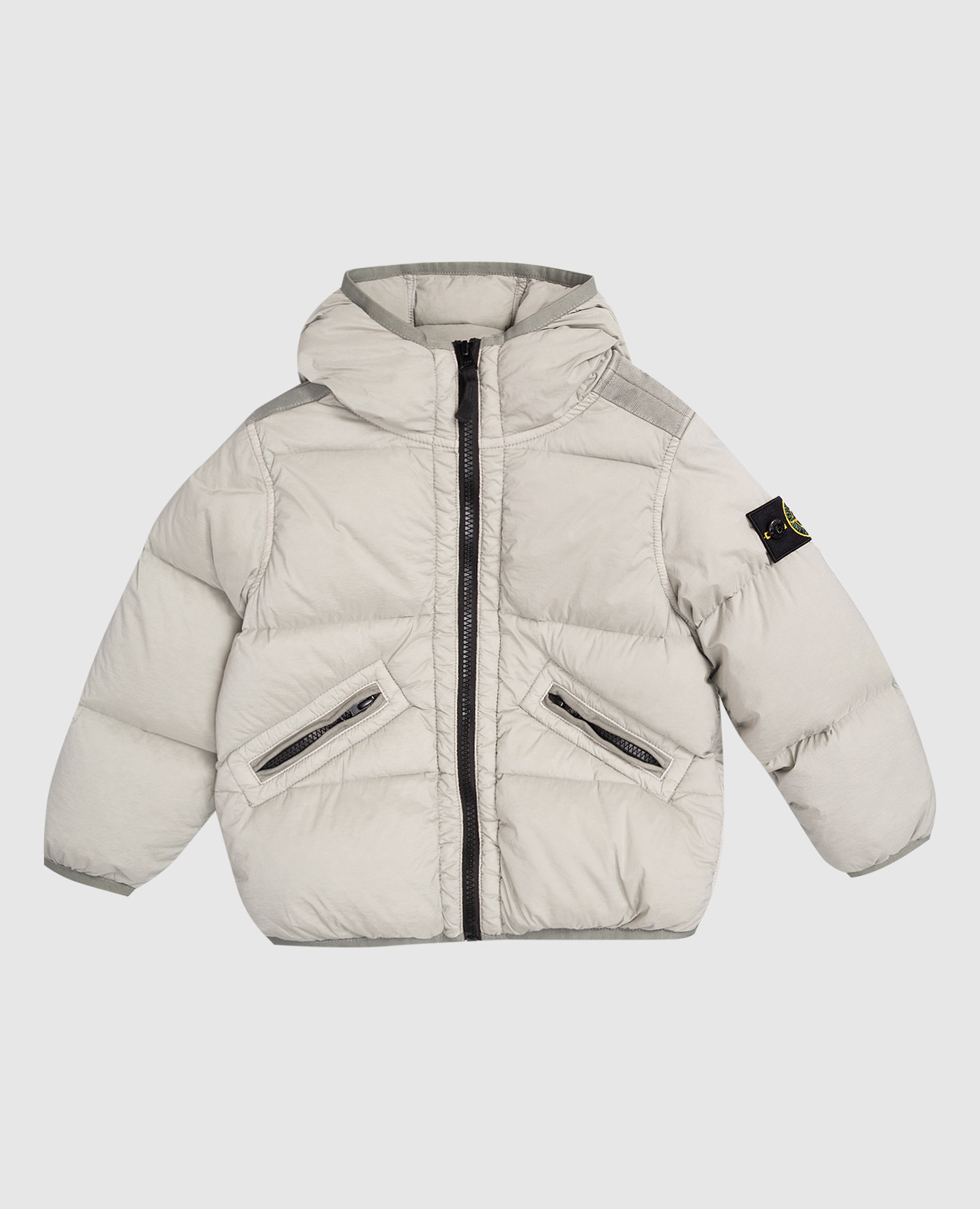 

Khaki children's down jacket with logo Stone Island
