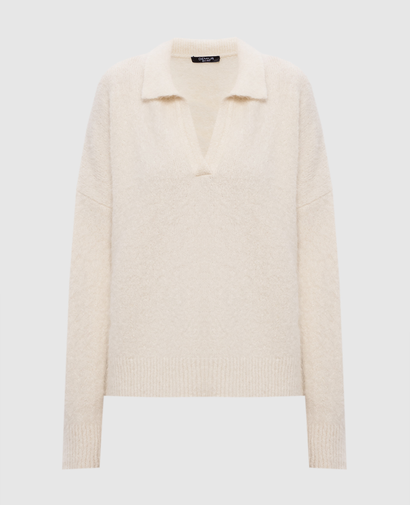 

White alpaca wool sweater with polo collar Demiur