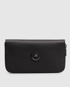 Stefano Ricci Black leather clutch wallet with metal emblem PP312GUVD