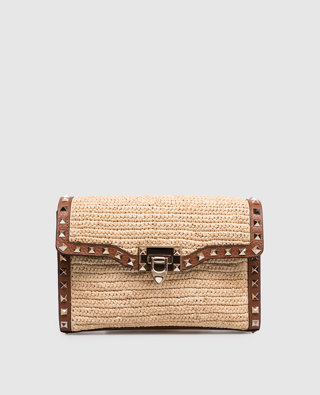 

Beige Rockstud raffia crossbody bag Valentino