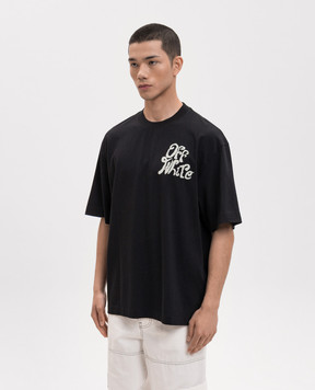 Off-White Black t-shirt with logo print 44MAA120S26J00M