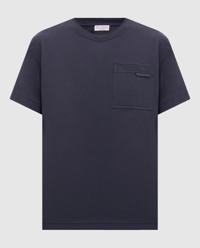 Brunello Cucinelli Blue T-shirt with chain MPT81EC710