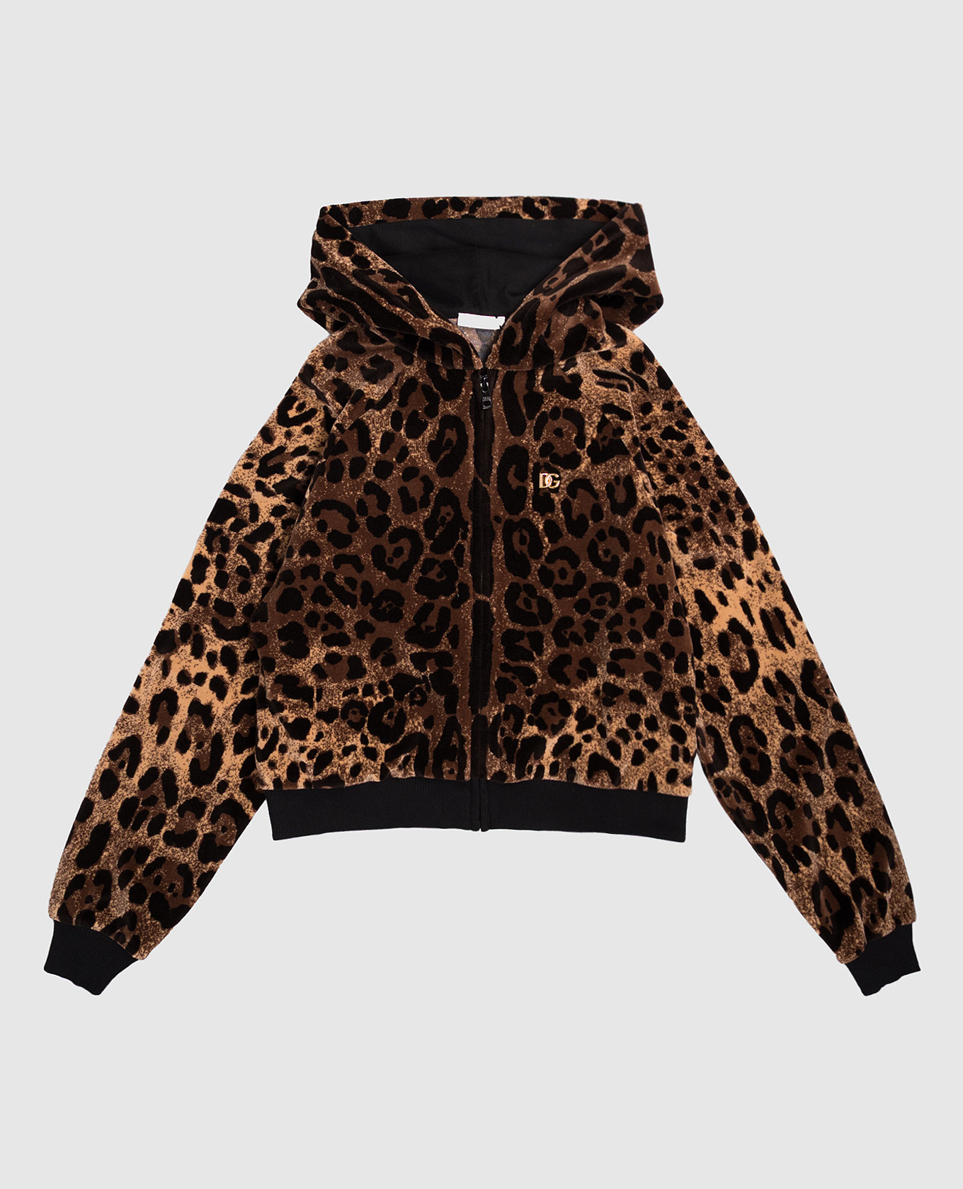 

Children's brown velour sports jacket with animal print Dolce&Gabbana
